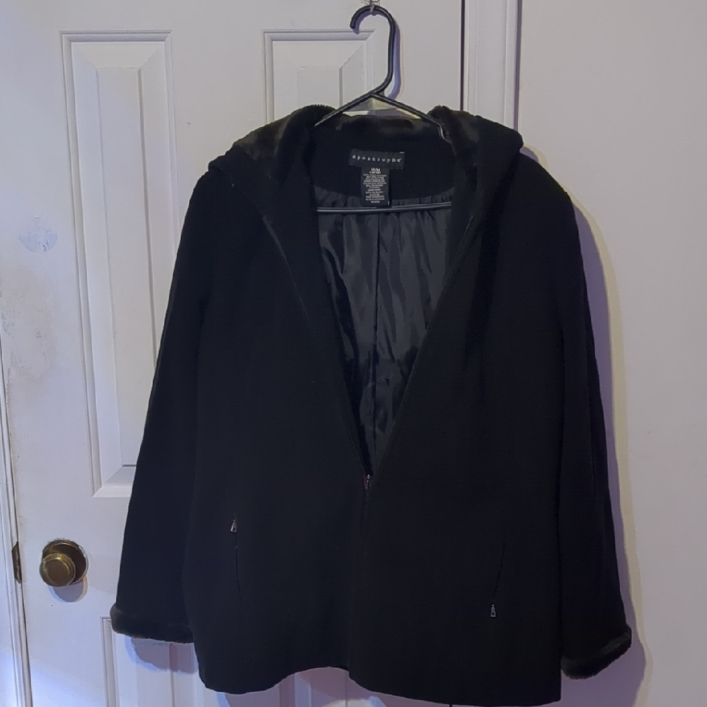 Apostrophe Men's Black Hooded Jacket